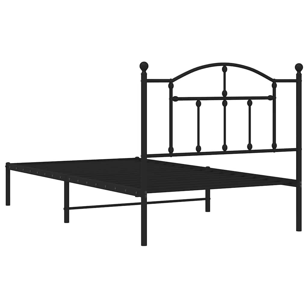 vidaXL Metal Bed Frame without Mattress with Headboard Black 100x190cm
