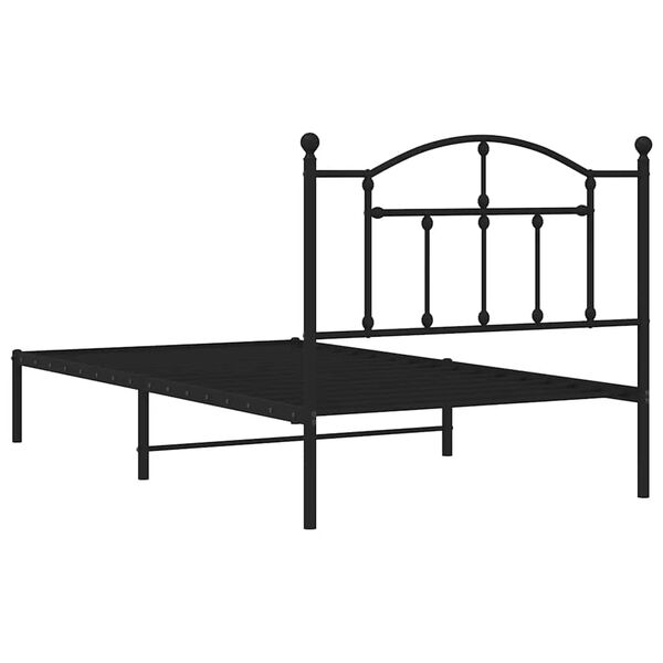 vidaXL Metal Bed Frame without Mattress with Headboard Black 100x190cm