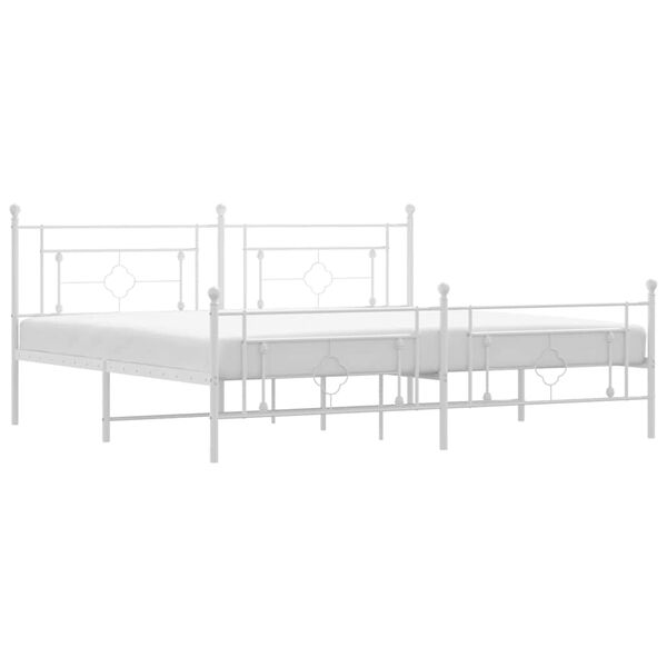 vidaXL Metal Bed Frame without Mattress with Footboard White 193x203cm