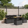 vidaXL 6 Piece Garden Sofa Set with Cushions Black Poly Rattan