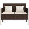 vidaXL Garden Bench with Cushions Brown Poly Rattan