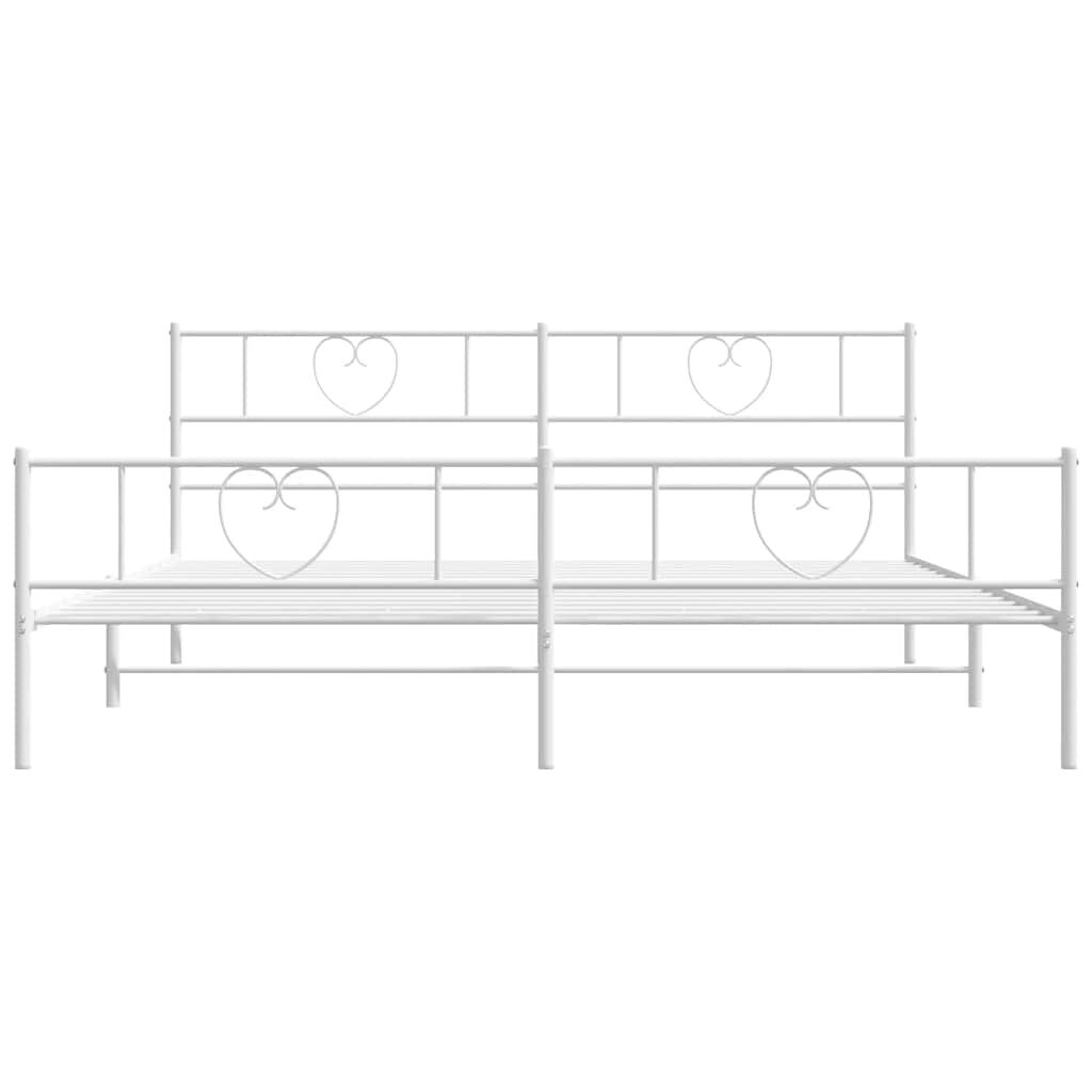 vidaXL Metal Bed Frame without Mattress with Footboard White 183x213cm