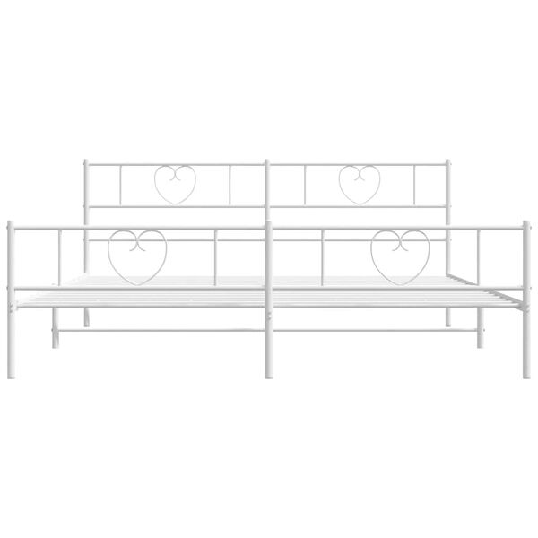 vidaXL Metal Bed Frame without Mattress with Footboard White 183x213cm