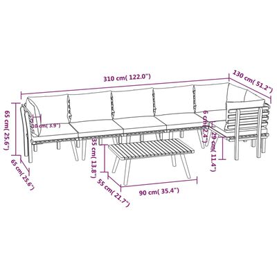 vidaXL 7 Piece Garden Lounge Set with Cushions Solid Wood Acacia