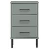 vidaXL Bedside Cabinet with Metal Legs Grey Solid Wood Pine OSLO