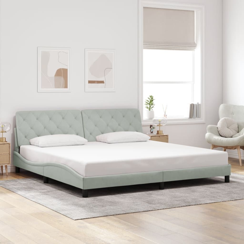 vidaXL Bed Frame without Mattress Light Grey 193x203 cm Velvet
