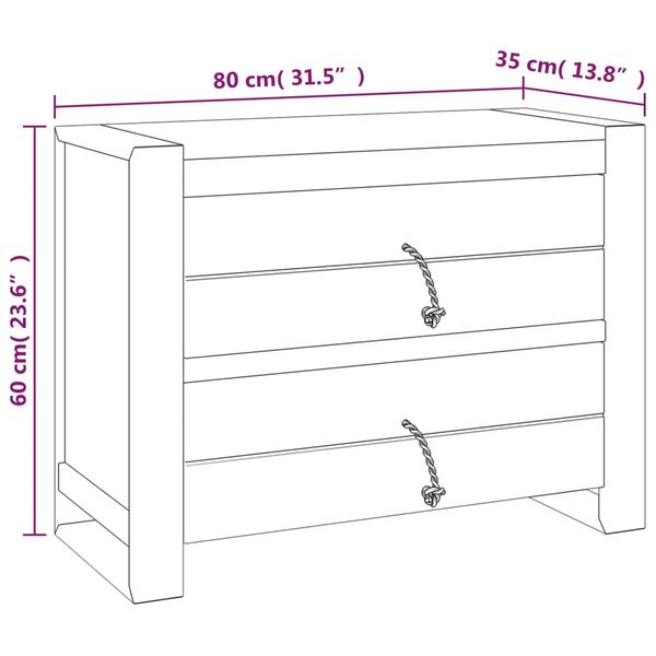 vidaXL Sideboard 80x35x60 cm Solid Teak Wood