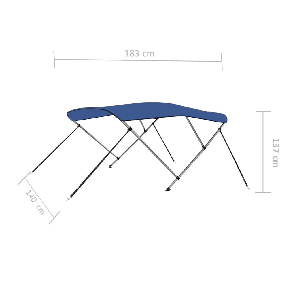 vidaXL 3 Bow Bimini Top Blue 183x140x137 cm