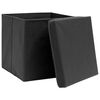 vidaXL Storage Boxes with Covers 4 pcs 28x28x28 cm Black