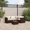 vidaXL 5 Piece Garden Lounge Set with Cushions Brown Poly Rattan