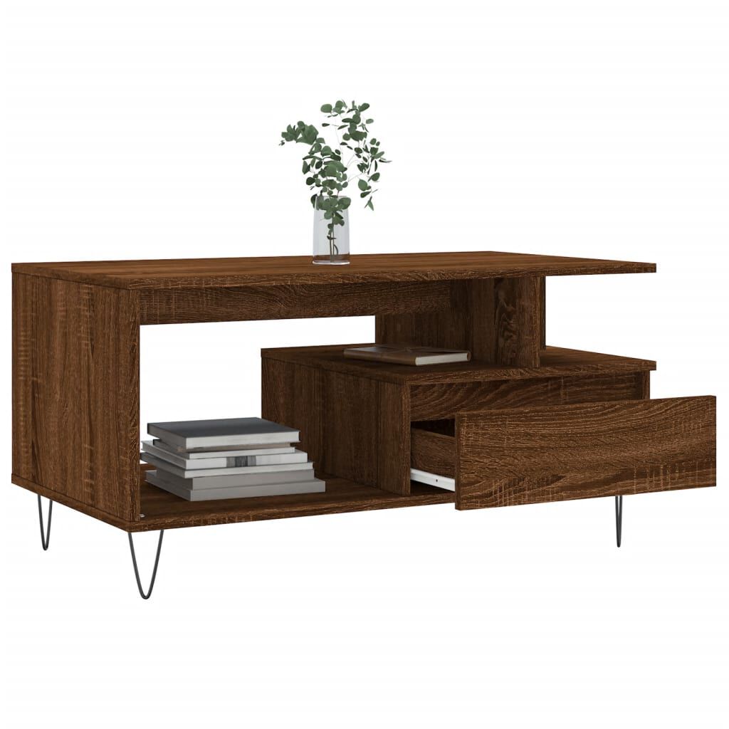 vidaXL Coffee Table Brown Oak 90x49x45 cm Engineered Wood