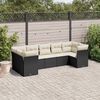 vidaXL 7 Piece Garden Sofa Set with Cushions Black Poly Rattan