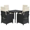vidaXL 5 Piece Garden Dining Set with Cushions Black Poly Rattan
