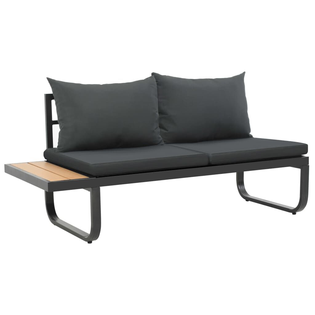 vidaXL 2 Piece Garden Corner Sofa Set with Cushions Aluminium WPC