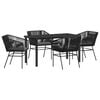 vidaXL Garden Dining Set with Cushion 5 pcs Black Powder-Coated Steel