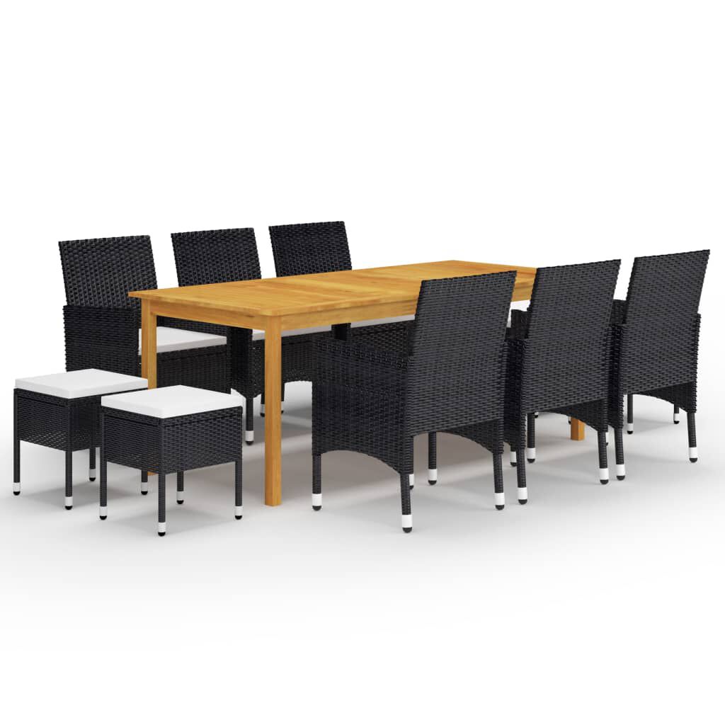 vidaXL 11 Piece Garden Dining Set Black