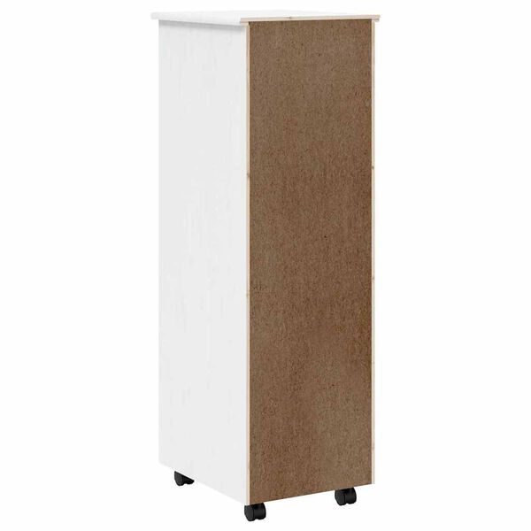 vidaXL Rolling Cabinet with Drawers MOSS White Solid Wood Pine