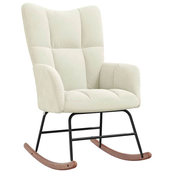 vidaXL Rocking Chair with a Stool Cream White Velvet