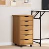 vidaXL Rolling Cabinet with Drawers "MOSS" Honey Brown Solid Wood Pine