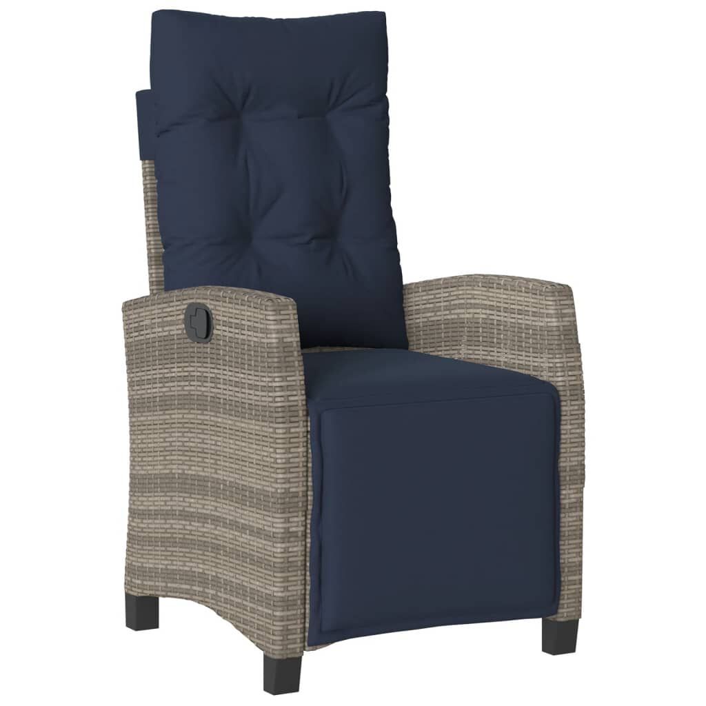 vidaXL 7 Piece Garden Dining Set with Cushions Grey Poly Rattan