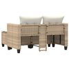 vidaXL Garden Sofa 2-Seater with Stools Beige Poly Rattan