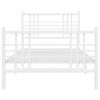 vidaXL Metal Bed Frame without Mattress with Footboard White 100x200cm
