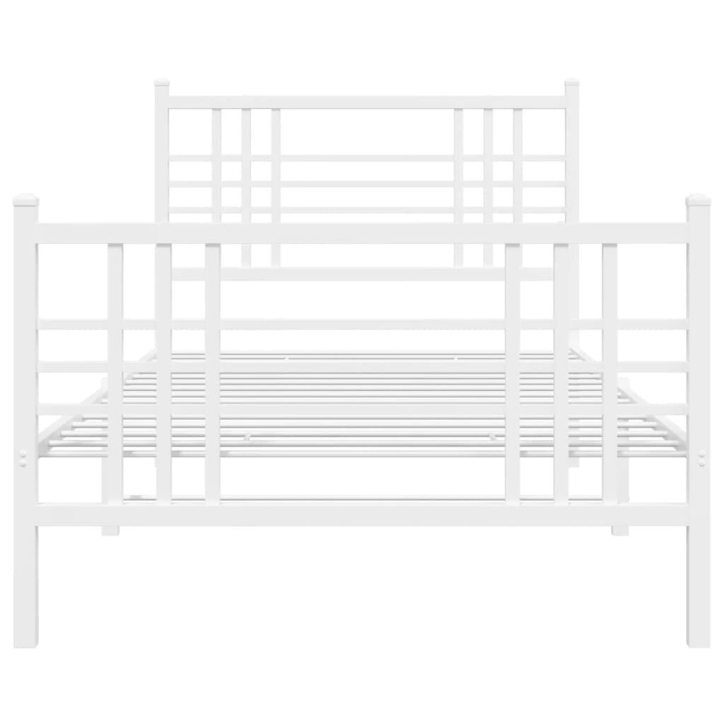 vidaXL Metal Bed Frame without Mattress with Footboard White 100x200cm