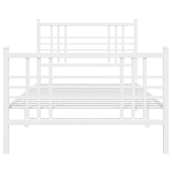 vidaXL Metal Bed Frame without Mattress with Footboard White 100x200cm
