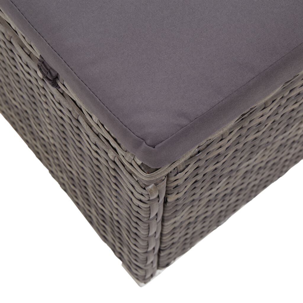 vidaXL Sun Lounger with Canopy and Cushion Poly Rattan Grey