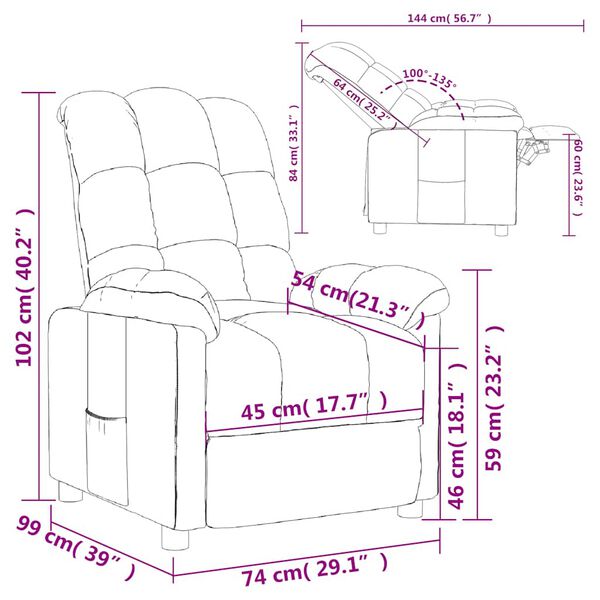 vidaXL Recliner Chair Light Grey Fabric