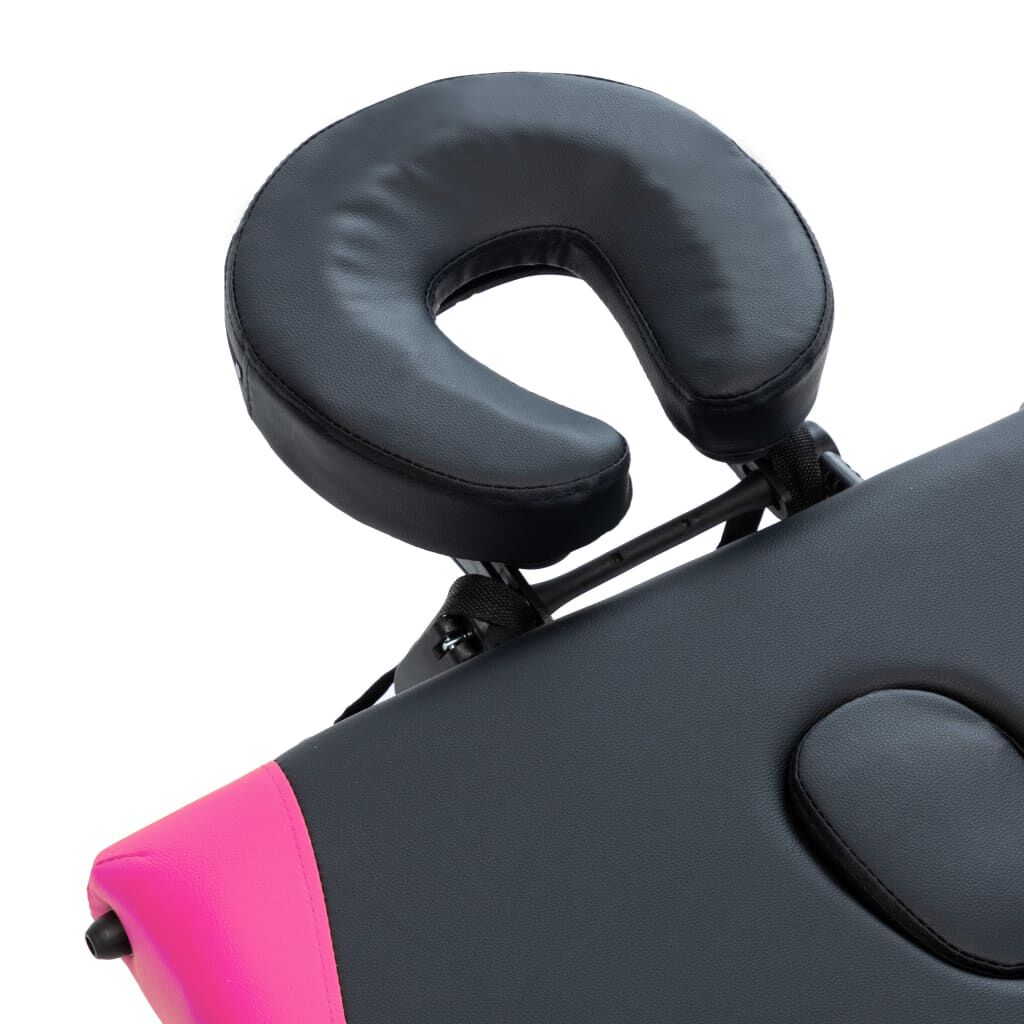 vidaXL 3-Zone Foldable Massage Table Aluminium Black and Pink
