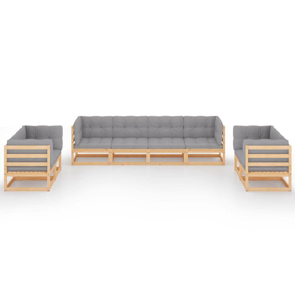 vidaXL 8 Piece Garden Lounge Set with Cushions Solid Pinewood