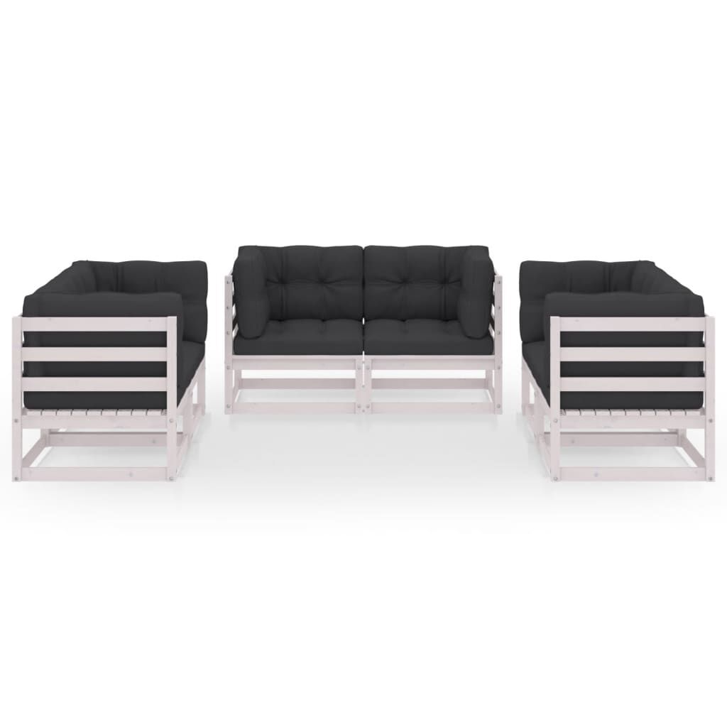 vidaXL 6 Piece Garden Lounge Set with Cushions Solid Pinewood
