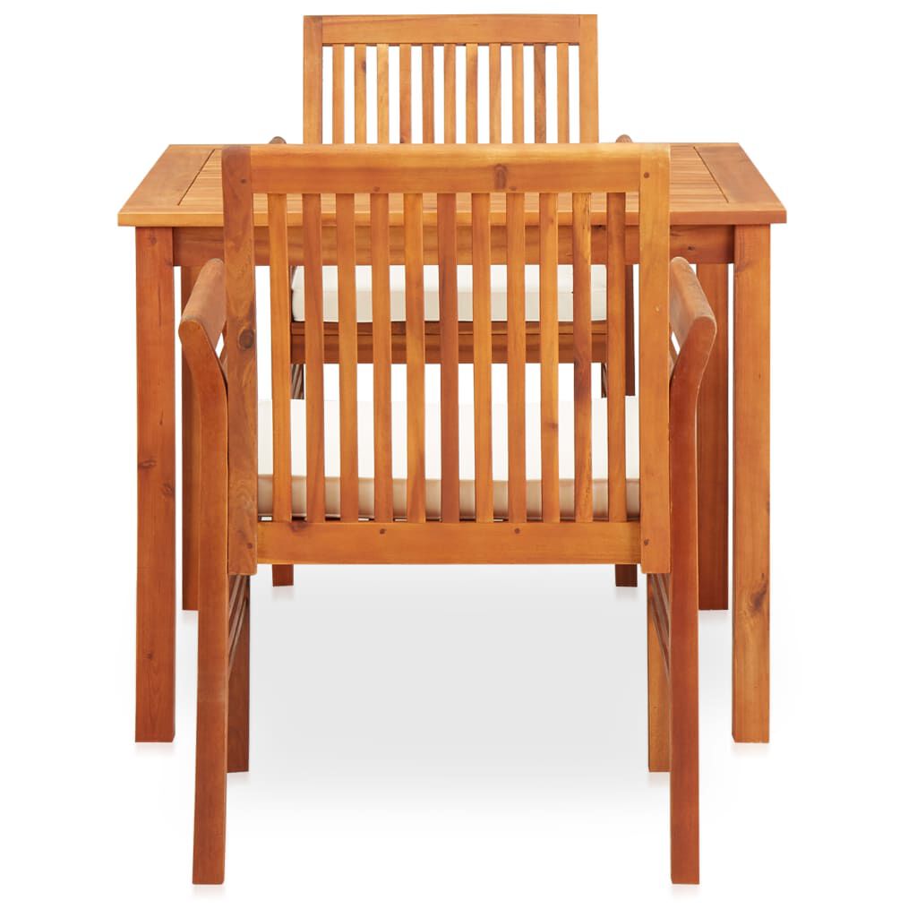 vidaXL 3 Piece Outdoor Dining Set with Cushions Solid Wood Acacia