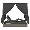 vidaXL Double Sun Lounger with Roof Grey 205 x 129 x 200 cm PE rattan
