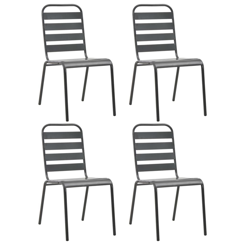 vidaXL 5 Piece Garden Dining Set Steel Dark Grey