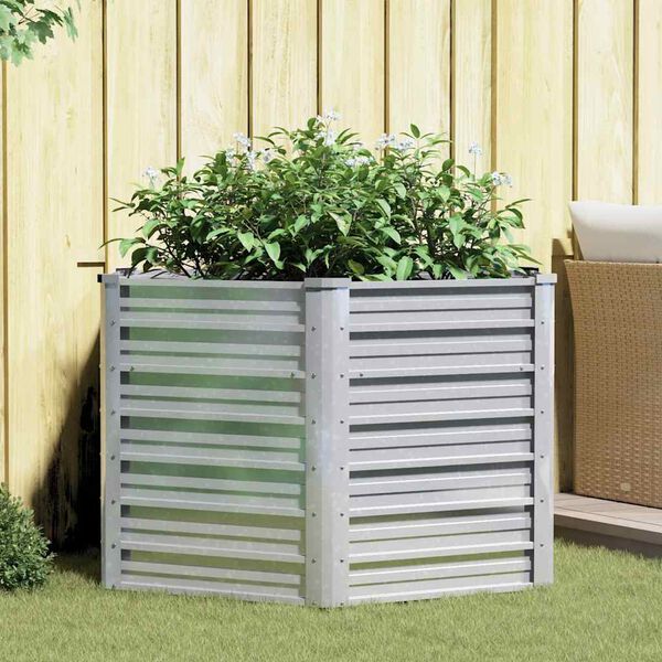 vidaXL Garden Raised Bed 129x77 cm Galvanized Steel Silver