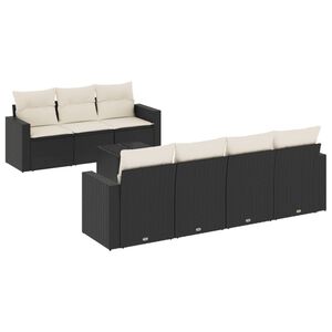 vidaXL 8 Piece Garden Sofa Set with Cushions Black Poly Rattan