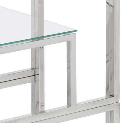 vidaXL Console Table Silver Stainless Steel and Tempered Glass