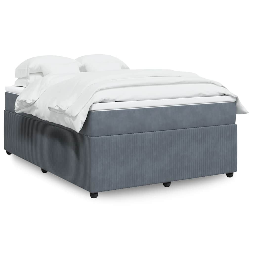 vidaXL Box Spring Bed with Mattress Dark Grey Queen Velvet