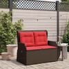 vidaXL Garden Bench with Cushion Brown Poly rattan
