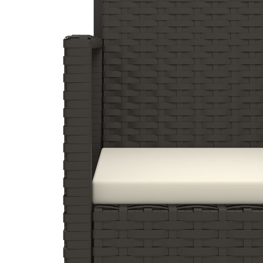 vidaXL Garden Bench with Cushions Black 105 cm Poly Rattan