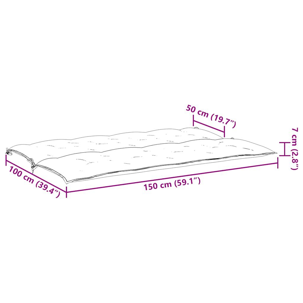 vidaXL Garden Bench Cushion Cream White 150x(50+50)x7cm Oxford Fabric