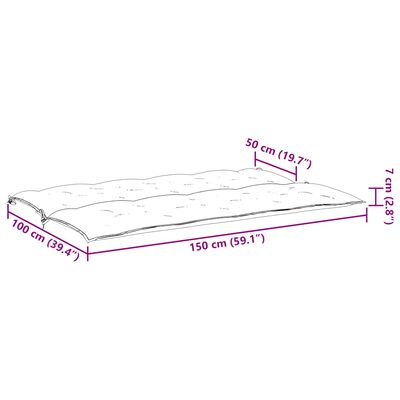 vidaXL Garden Bench Cushion Cream White 150x(50+50)x7cm Oxford Fabric