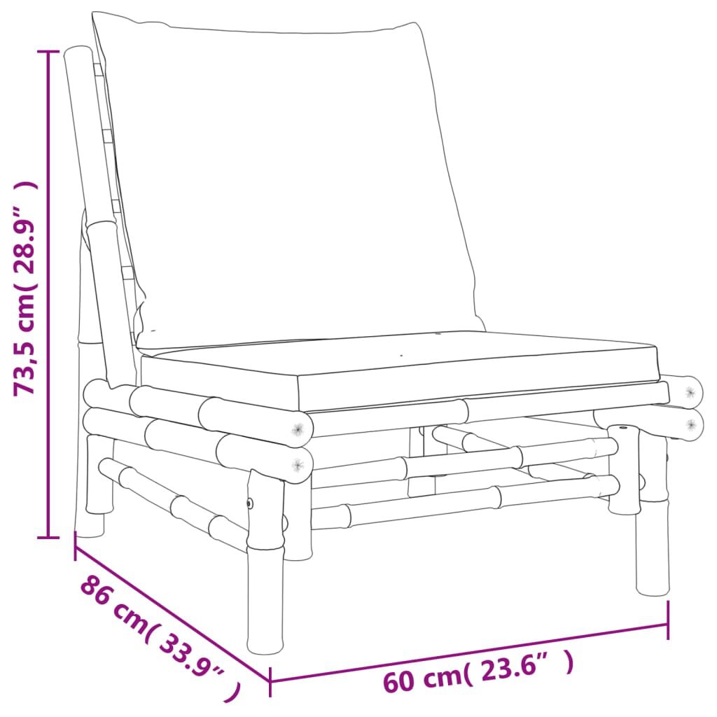 vidaXL 4 Piece Garden Lounge Set with Cream White Cushions Bamboo