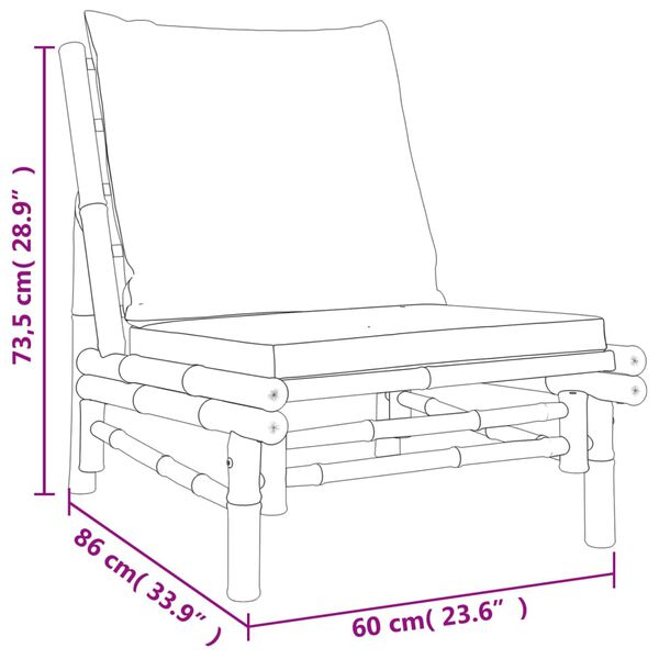 vidaXL 4 Piece Garden Lounge Set with Cream White Cushions Bamboo
