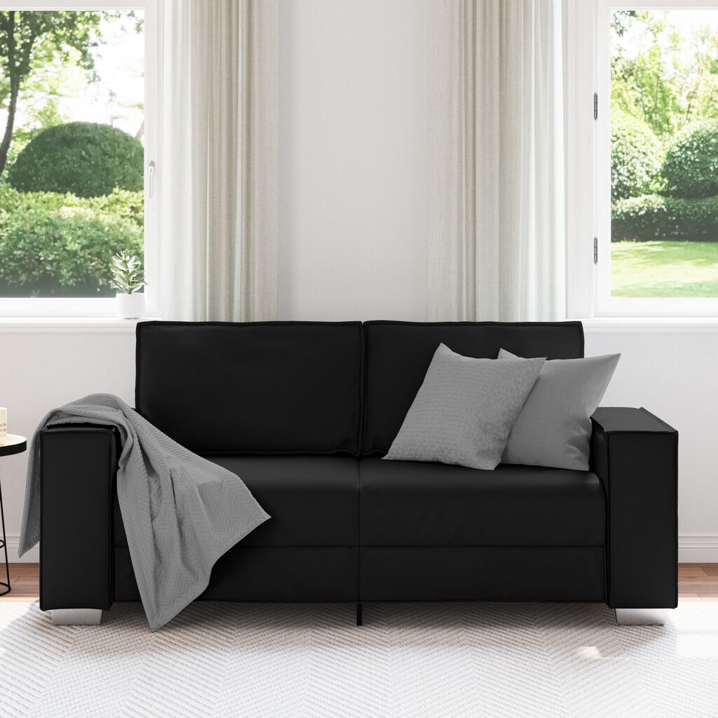 vidaXL Black Loveseat Sofa - 140 cm Faux Leather