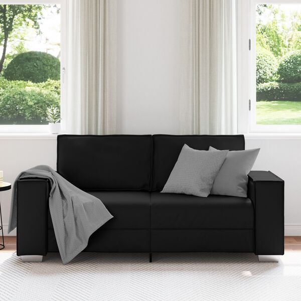 vidaXL Black Loveseat Sofa - 140 cm Faux Leather