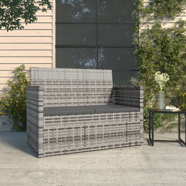 vidaXL Garden Bench with Cushions Grey 105 cm Poly Rattan