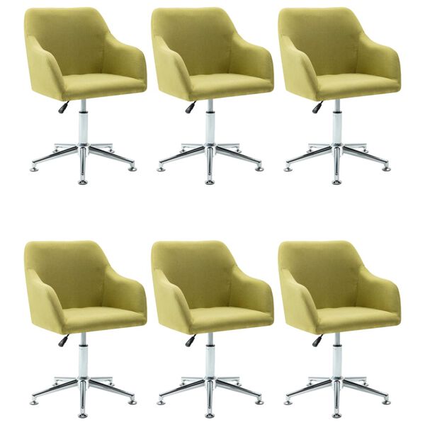 vidaXL Swivel Dining Chairs 6 pcs Green Fabric